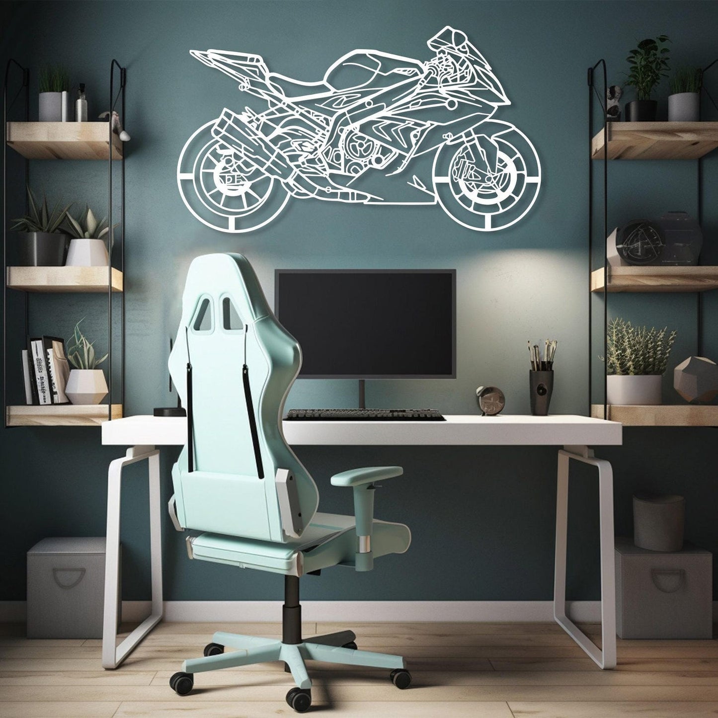 Superbike Motorcycle Metal Decor Art