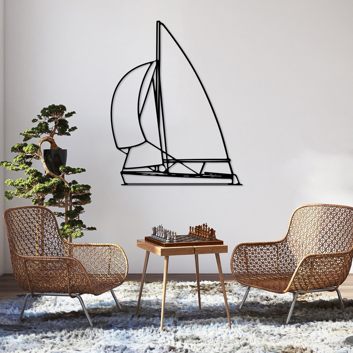 Modern Metal Sailboat Wall Art