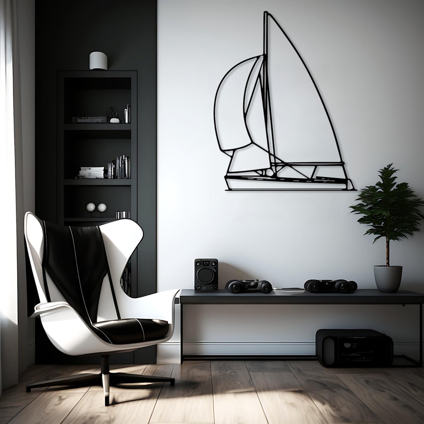 Modern Metal Sailboat Wall Art