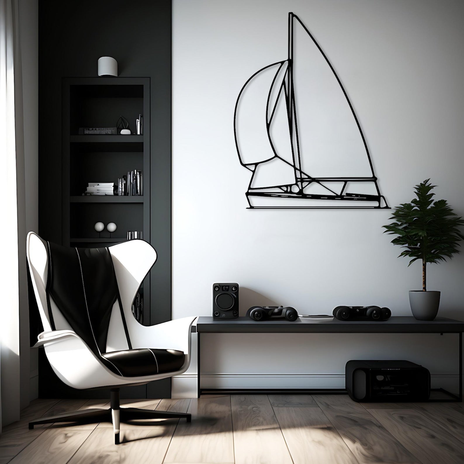 Modern Metal Sailboat Wall Art