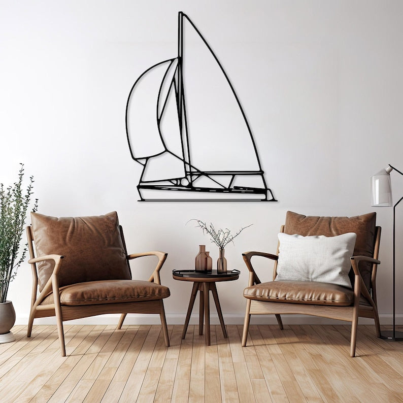 Modern Metal Sailboat Wall Art
